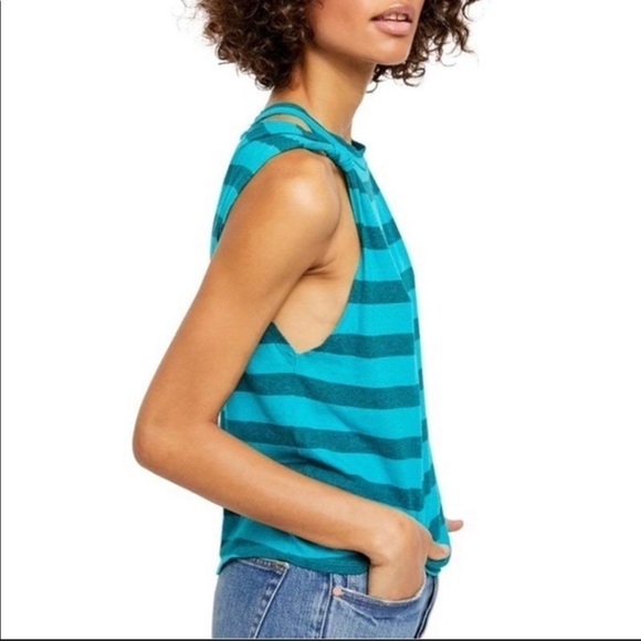 Free People We The Free Jungle Striped Tank Top / Teal - Picture 4 of 13